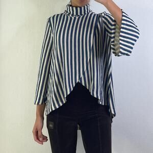 Blue and White Striped Blouse